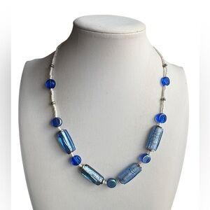 Elegant Blue Glass Beaded Necklace